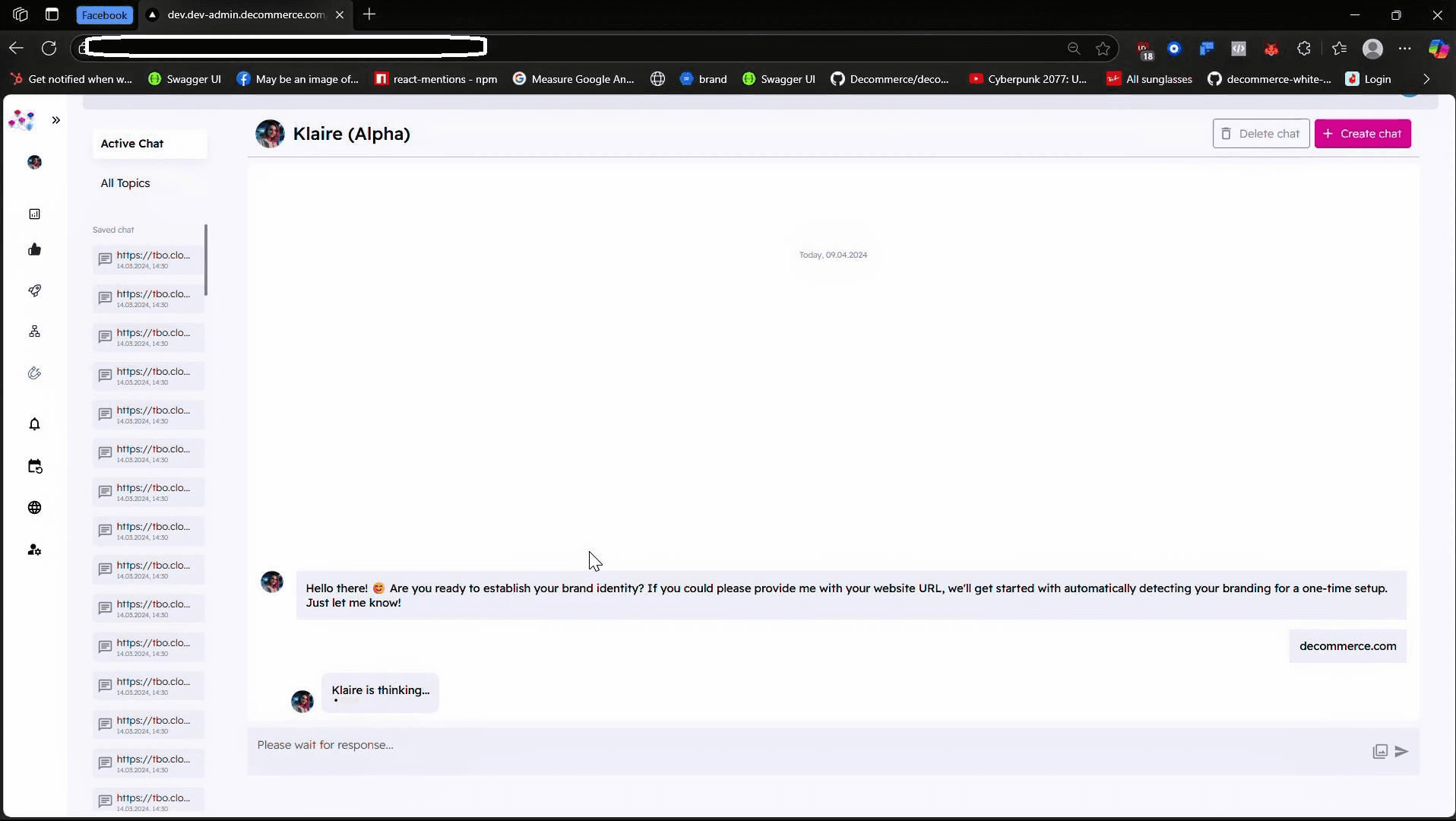 Klaire step 01 — Paste URL